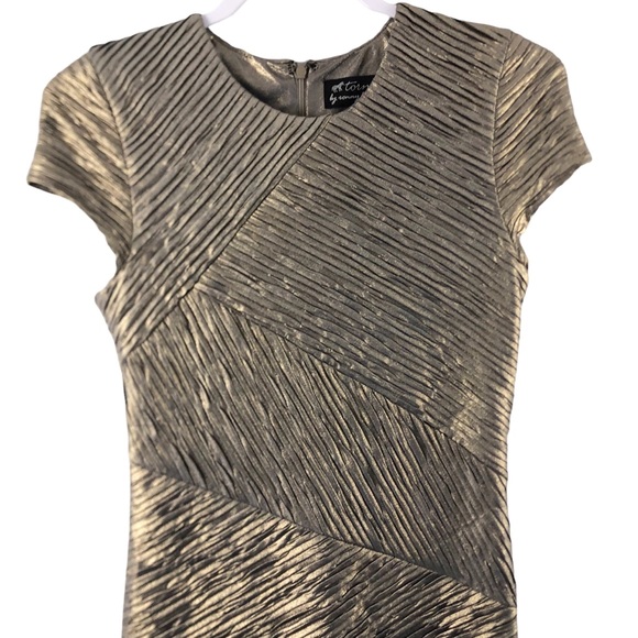 Torn By Ronny Kobo Gold Metallic Mini Dress - Picture 4 of 9